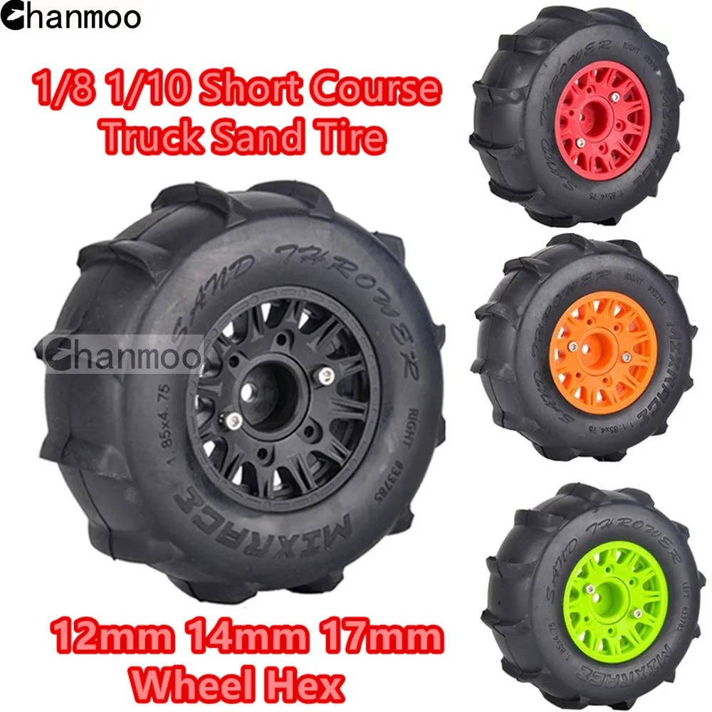 Chanmoo 1/8 1/10 Short Course Truck Sand Tires Snow Tyres with 12 14 17mm Wheel Hex for RC Car TRAXXAS ARRMA SENTON Vkar SCTX10