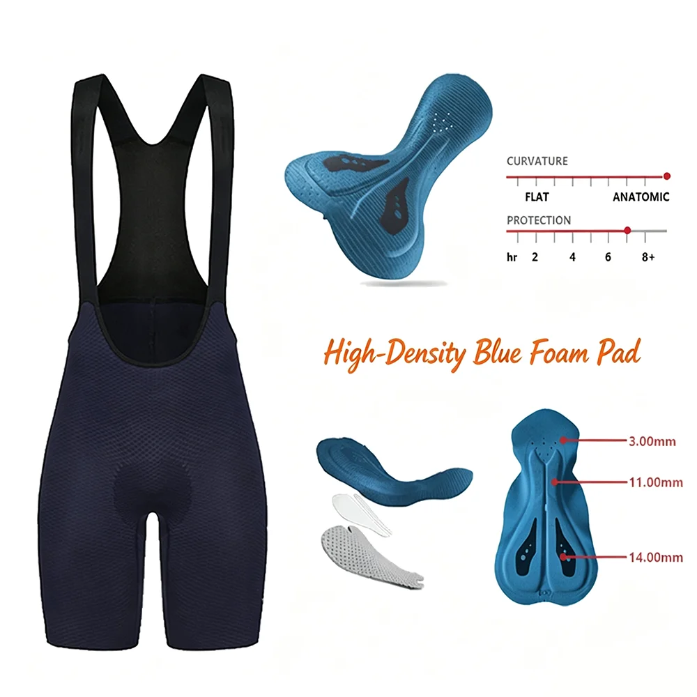 Neue Sommer-Einteiler-Radhose mit hochdichtem blauem Polster, schnelltrocknend, atmungsaktiv, stoßdämpfend, für Straßenradfahrer – Detail 9