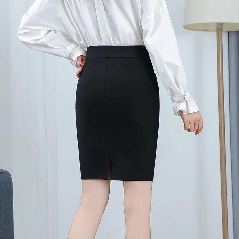 Women's Black Skirt Spring and Summer Hip-hugging Skirt Professional Elastic Skirt High-waisted OL Slimming Pocket