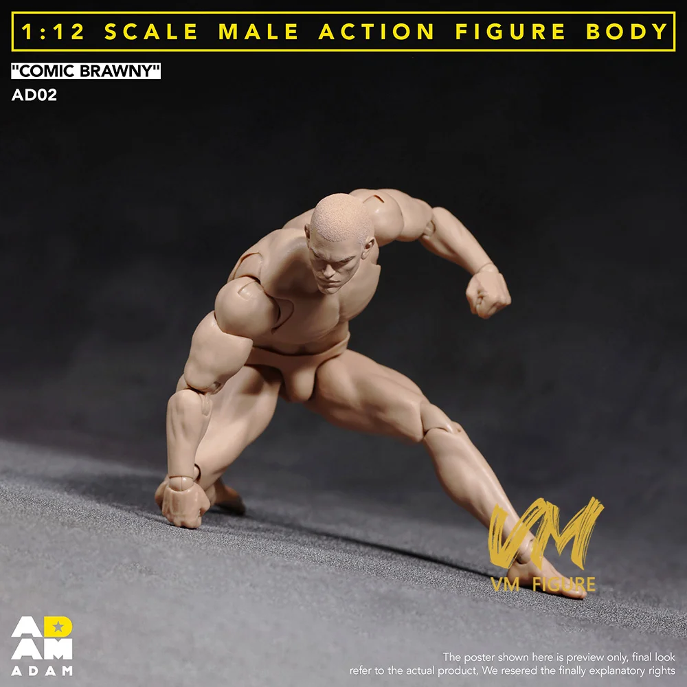 ADAM-AD02 1/12 Mannelijke Sterke Spiergewricht Lichaam 6 inch Super Flexibele Comic Soldaat Action Figure Lichaam Pop Speelgoed met Hoofd Model
