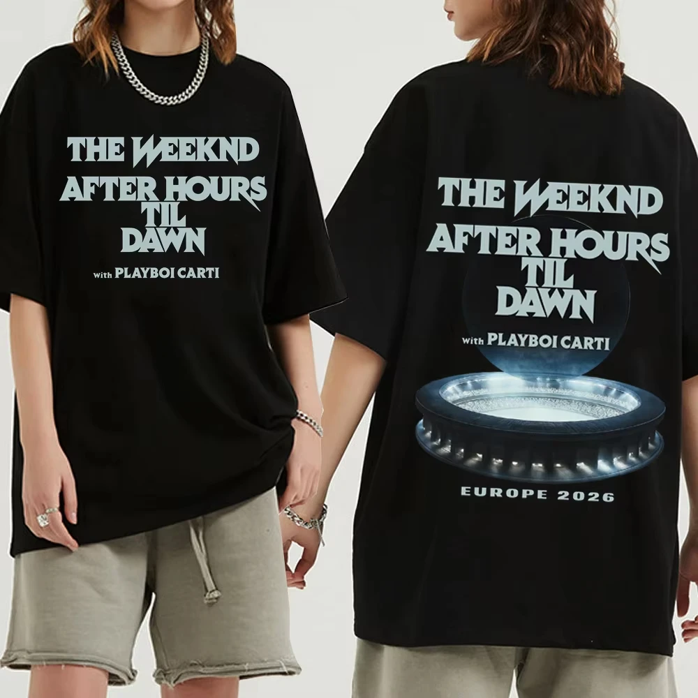 Camiseta con Estampado Gráfico de THE WEEKND After Hours Til Dawn Europe Tour 2026, Camiseta Casual de Manga Corta con Cuello Redondo Estilo Harajuku, Regalo