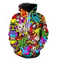 Hoodie casual de manga comprida para homens e mulheres, hoodies, pulôver esportivo, moda, insano, palhaço, posse, impressão 3D, novo, L024