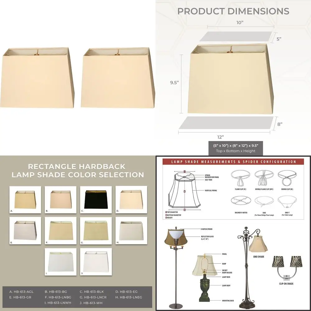 

Набор прямоугольных абажуров в твердом переплете, 2 шт., 5x10x8x12 дюймов, цвет яичной скорлупы, большой размер для домашнего декора