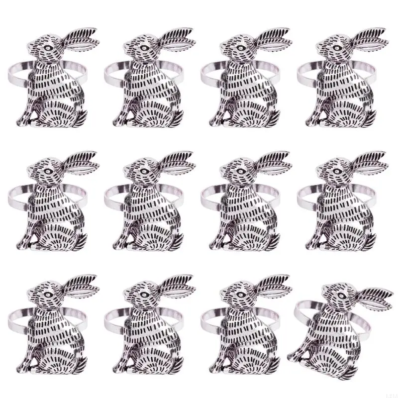 2025 New 12Pcs Easter Rabbit Napkin Holders In Gold or Silver For Festival Table Display