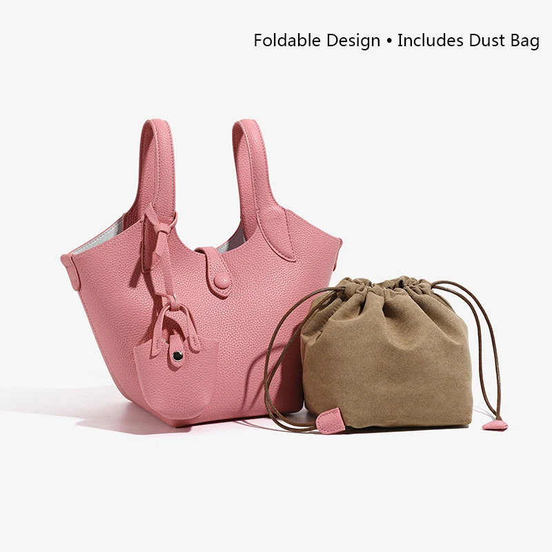 

Spring Mini Tote Bag for Women Crossbody Shoulder Bag Fashion Bucket Bag with Pendant Small Leather Handbag Casual Daily Use