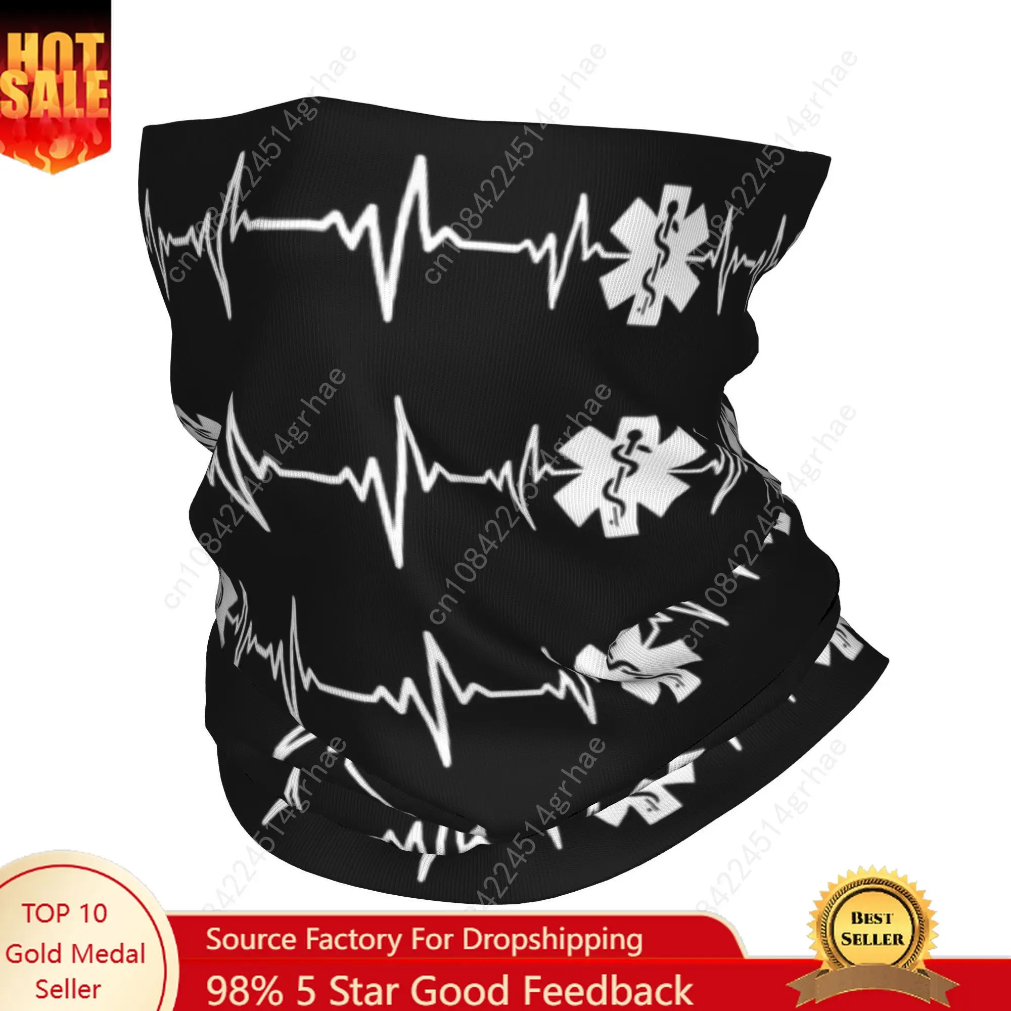 

Custom Paramedic Star Of Life Heartbeat Bandana Winter Neck Warmer Men Windproof Wrap Face Scarf for Hiking Gaiter Headband