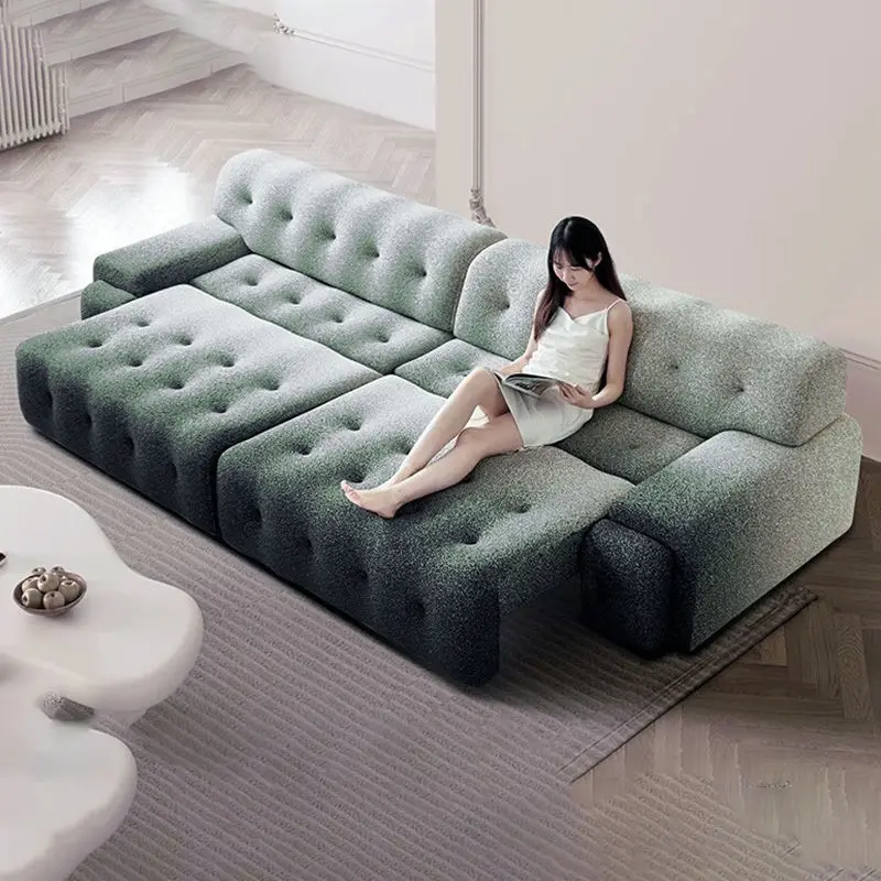 #Modern Simple Italian Straight-Row Three Seat Fabric Electric Adjustable Gliding Retractable Function Bed Remote Control for