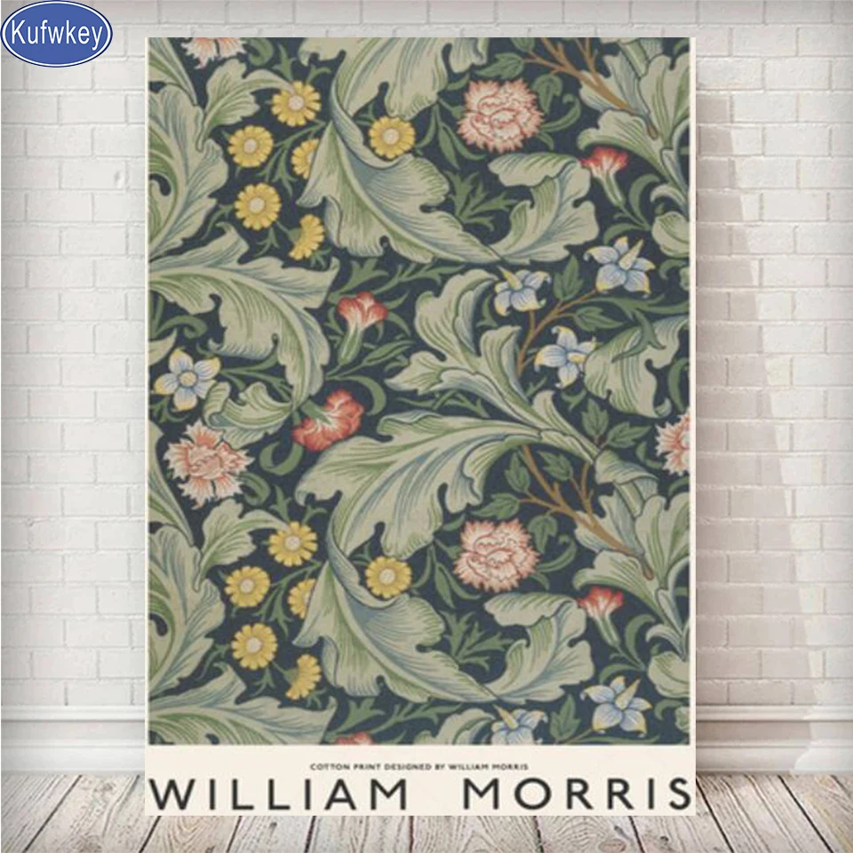 Vintage Leaf Flower Posters Vintage Diamond Painting William Morris British Diamond Art Full Drill Picture Cross Stitch Kits