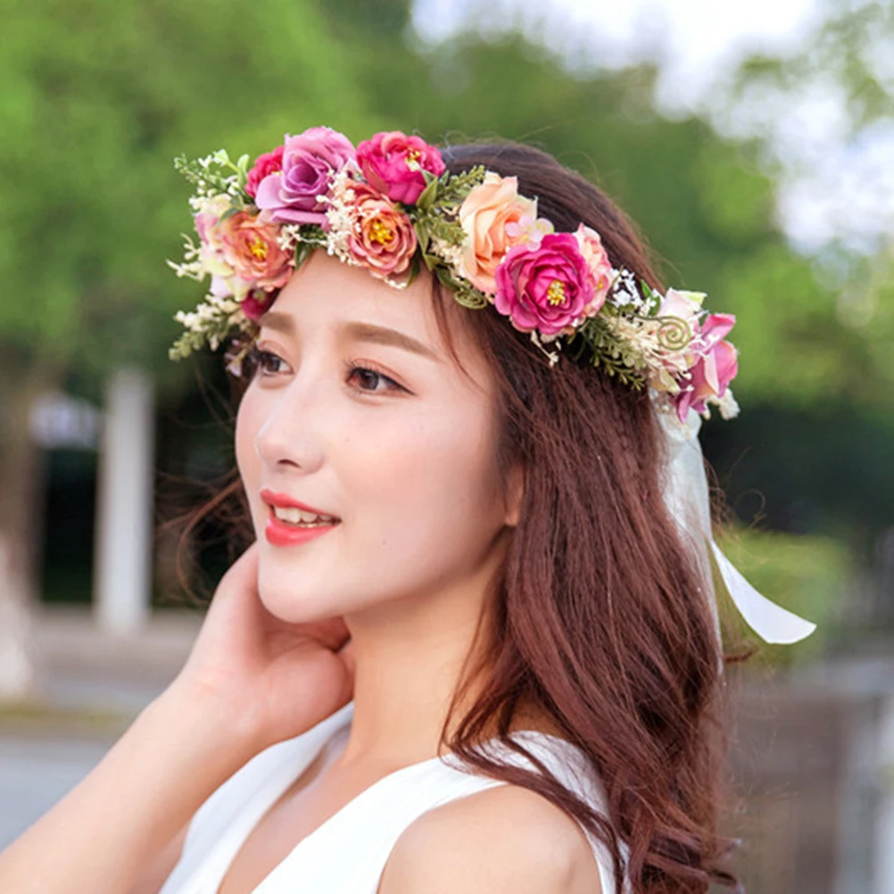 

Handmade Garland Flower Hair Hoop Headband Bridal Hair Flower Headband Hoop Party Bands Selfie Props Wedding Carnival