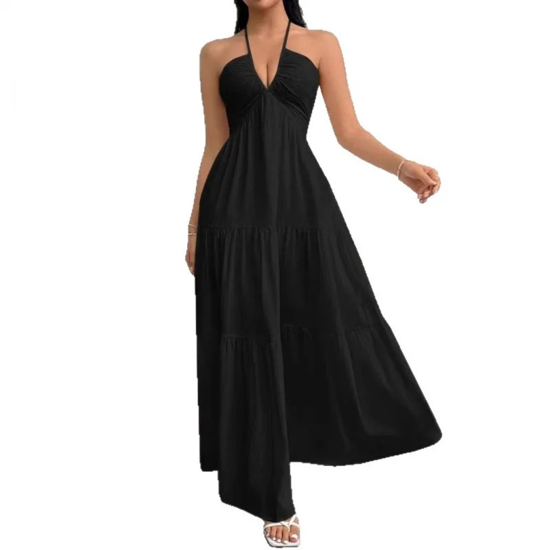 فستان بوهو عميق على شكل حرف V بدون أكتاف - فستان طويل أنيق بحزام لحفلات الزفاف والحفلات والمناسبات الخاصة وملابس السهرة