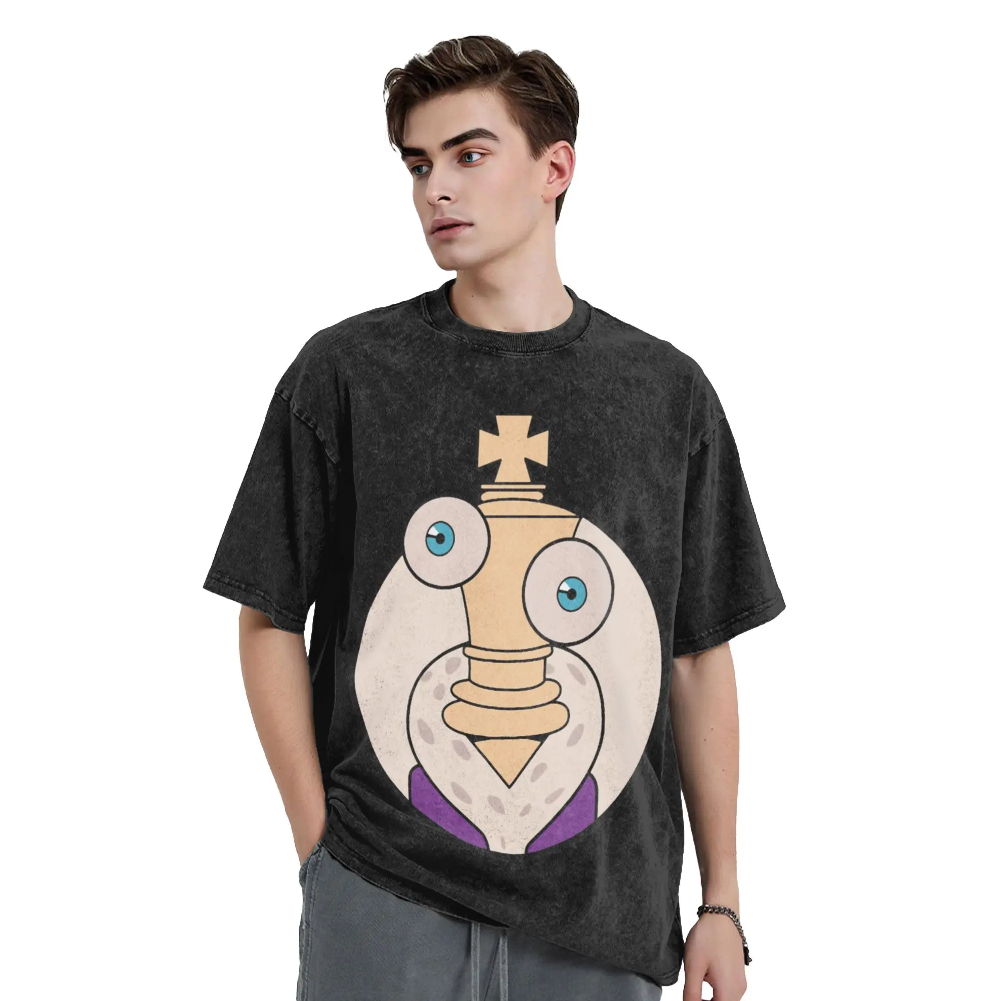 Kinger Door Cartoon Digitals Circus Washed T Shirt Streetwear Vintage T-Shirt  Tees Men Women Cotton Harajuku Summer