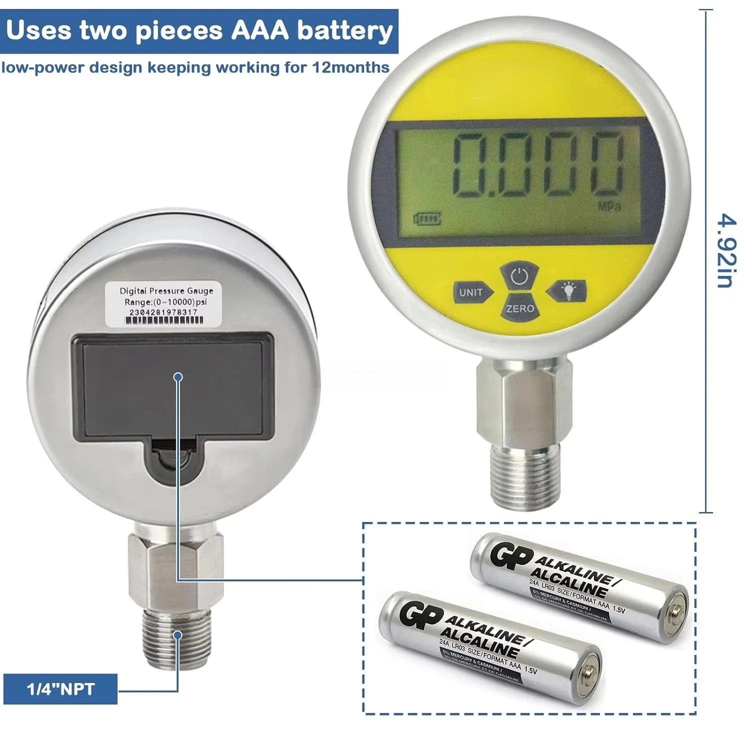 Hot Selling Mini Lcd Vacuum Gauge Digital Differential Manometer Liquid Level Water tank Pneumatic Pressure Gauges Measurement
