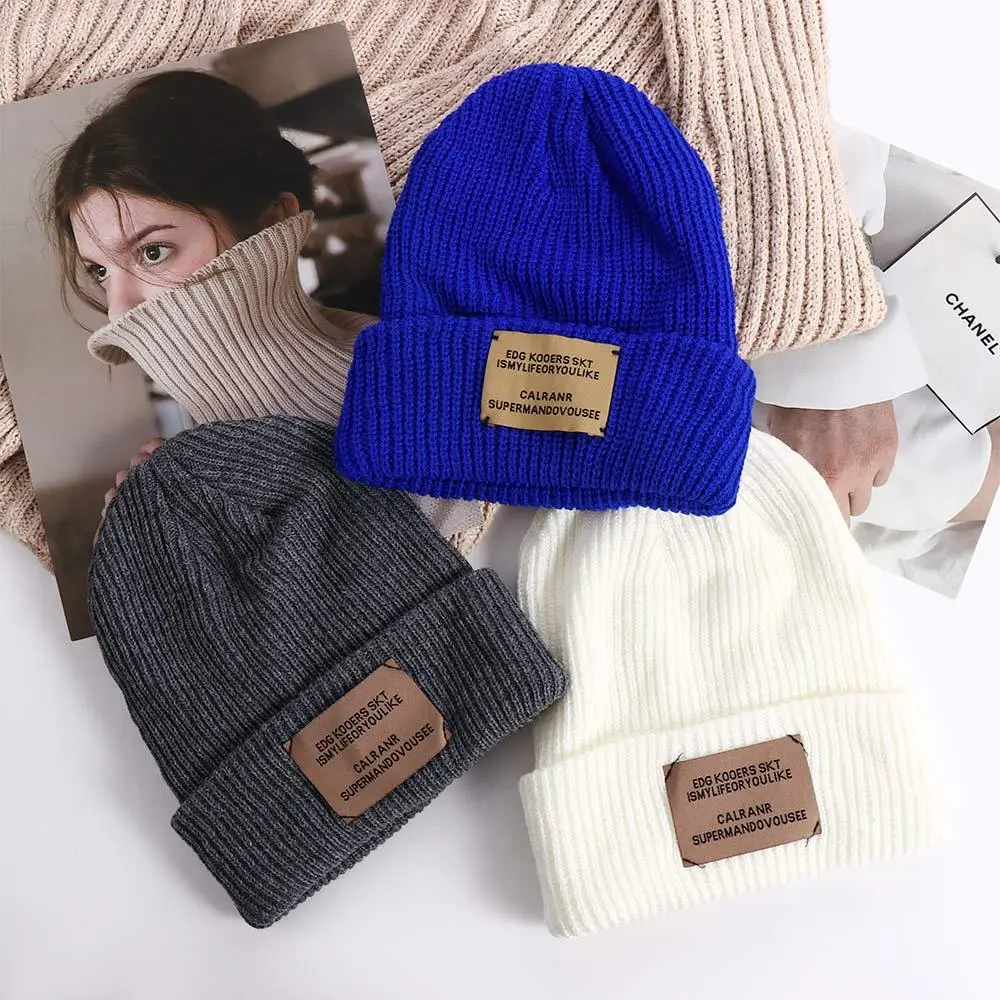 Temperament Simple Warm Autumn Solid Color Winter All-match Skullies Men Beanies Woolen Hat Knitted Hat Korean Style Caps