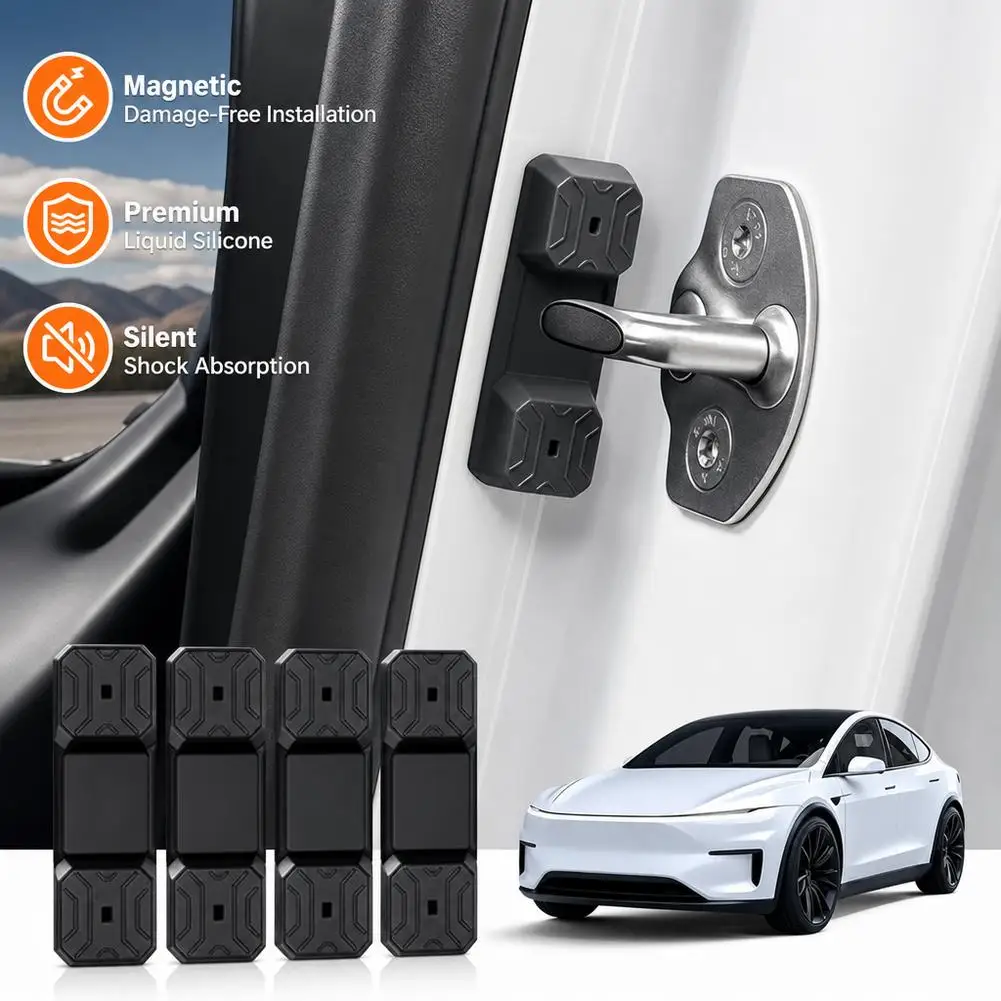 NEW Magnetic Silicone Door Lock Dampener Pads For Tesla Model 3 Model Y Noise Reduction Shockproof Cushion Door Latch Protector