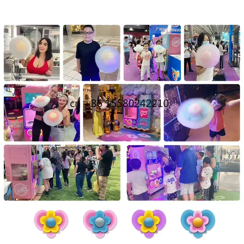 2026 hot for Red Rabbit Full Automatic Cotton Candy Vending Machine Commercial Candy Floss Maker Flower Sugar Cotton Machine