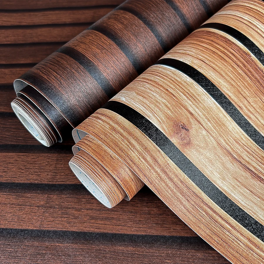 

Самоклеящаяся настенная бумага из ПВХ в стиле ретро с сеткой под дерево для отеля, проживания в семье, ресторана, кухни, украшение стены, наклейка, мебель