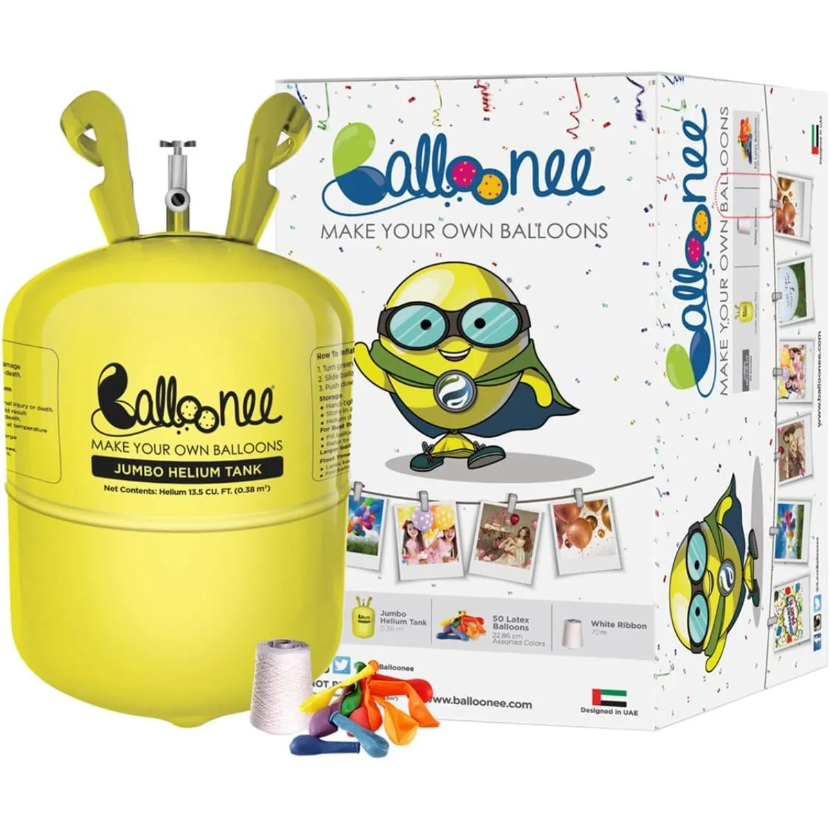Jumbo Disposable Helium Party Kit: 13.5 Cu Ft Tank with Portable Pump & 50