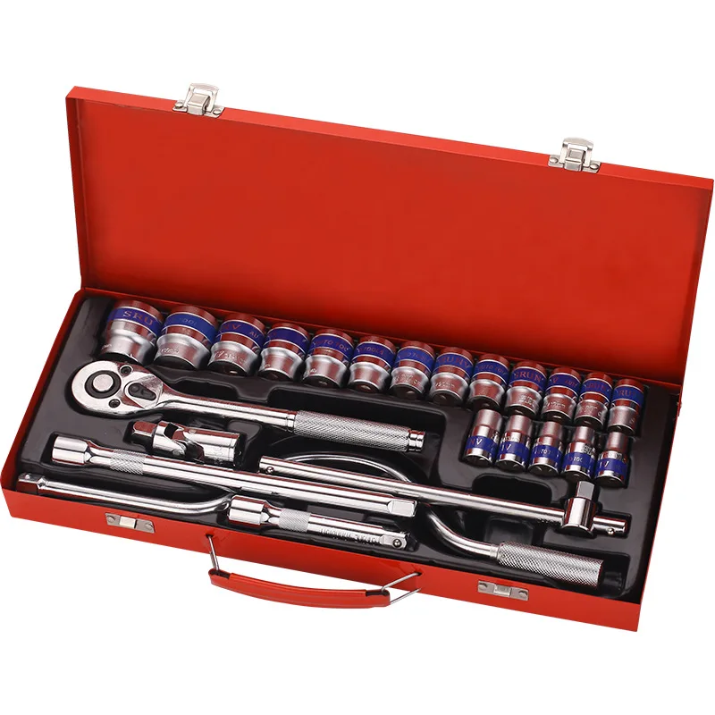 

Factory direct sales 24-piece set of tools blue ribbon rocker, high-quality ratchet wrench