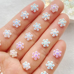 100Pcs Cute Resin Mini Christmas Snowflakes Flat Back Ornament Jewelry Making Manicure Hairwear Accessorie