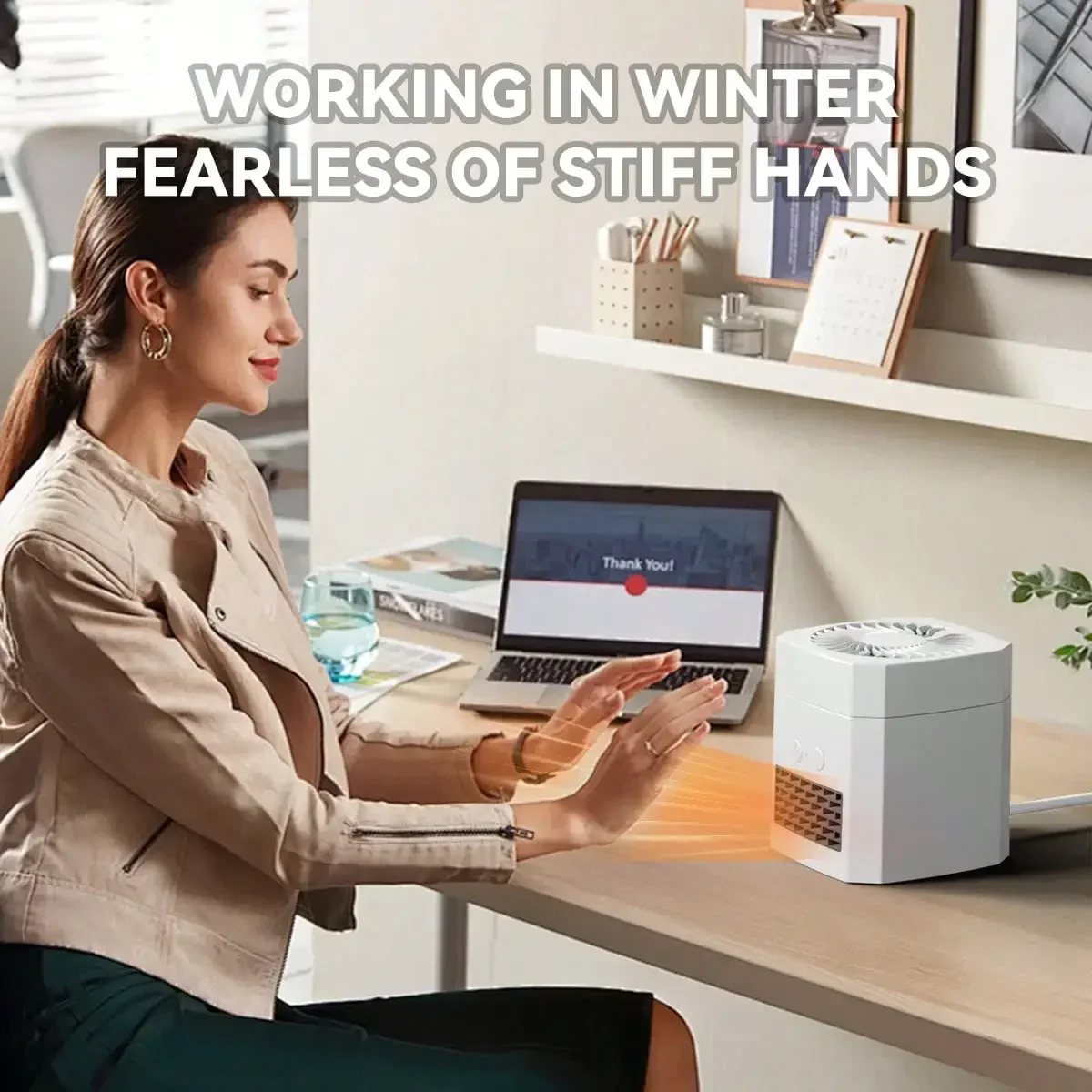 Portable 2-In-1 Heating And Cooling Fan: Mini Multi-Function Desktop Heater With 400W Power, 3 Gears Adjustable Temperature, Rapid Heating & Cooling - Ideal For Home, Office And As A Household Foot Warmer, Essential Artifact For Winter And Summer
