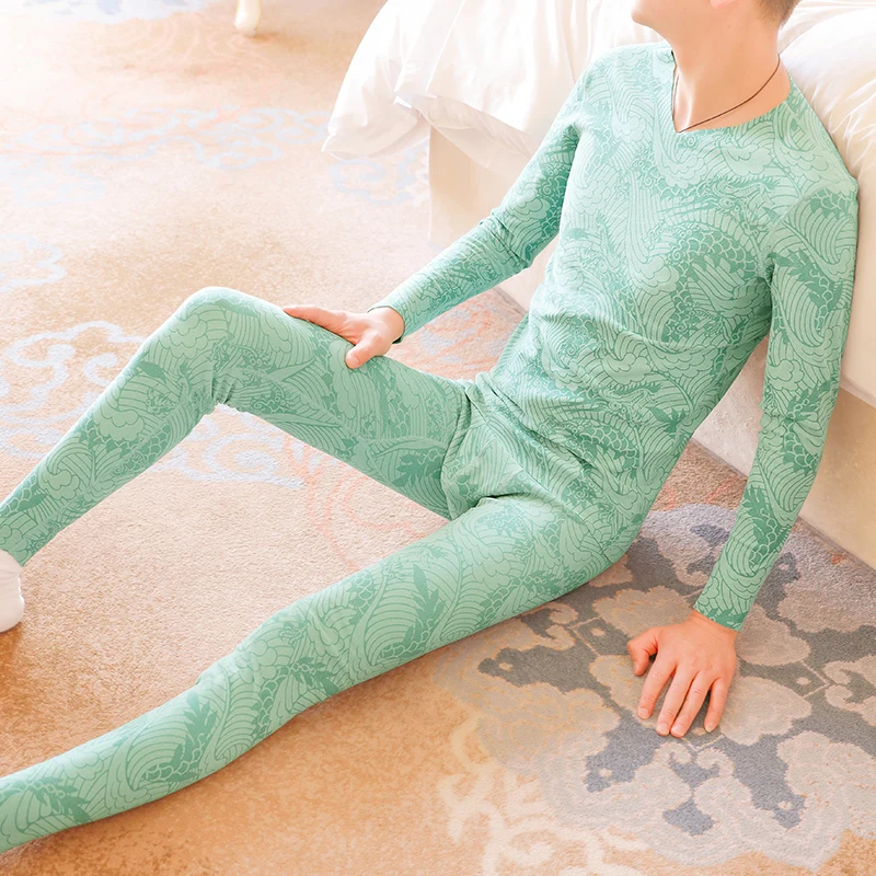 Autumn and Winter Warm Underwear Set Men's thin velvet autumn clothes and pants Comfortable and breathable Bottom shirt