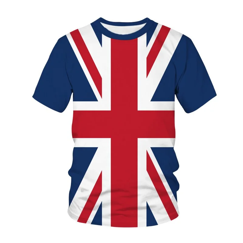 

New Casual Men's Summer 3D T-Shirt British Flag Print Short Sleeve Sports Party Travel Street T-Shirt Family Hot Sale