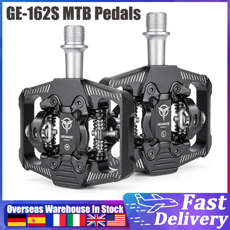 

GE-162S MTB Pedals Double-sided Clip Pedals 3 Bearings Cycling Pedals with Cleats Replacement For SPD Mountain Bicycle Pedal