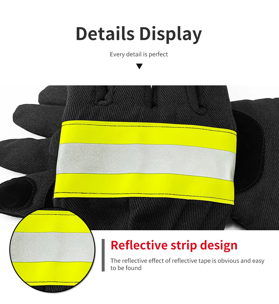 Fire Gloves Forest Fire Extinguishing Flame Retardant Emergency Rescue Reflective Strip High-Temperature Resistant Protective