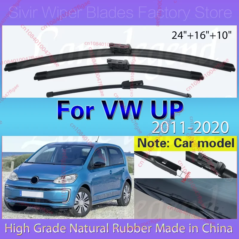 

Windshield Windscreen Wiper Blades For VW UP 2011 2012 2013 2014 2015 2016 2017 2018 2019 2020 Front Rear Window Wiper 24"16"10"