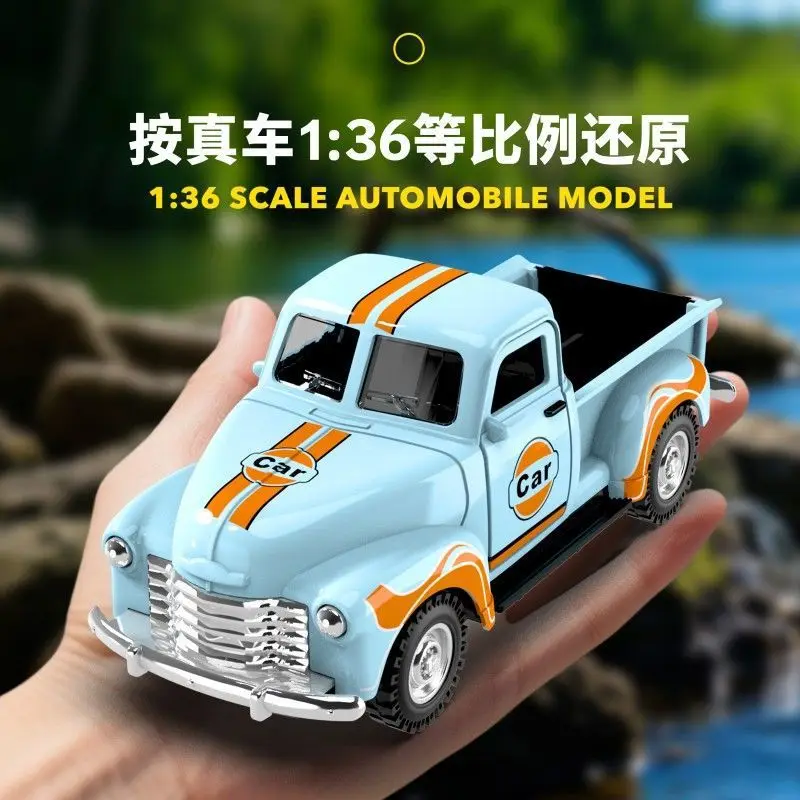 1:36 Gulf-versie pick-up kindersimulatie auto speelgoedauto legering trek kracht automodel ornament