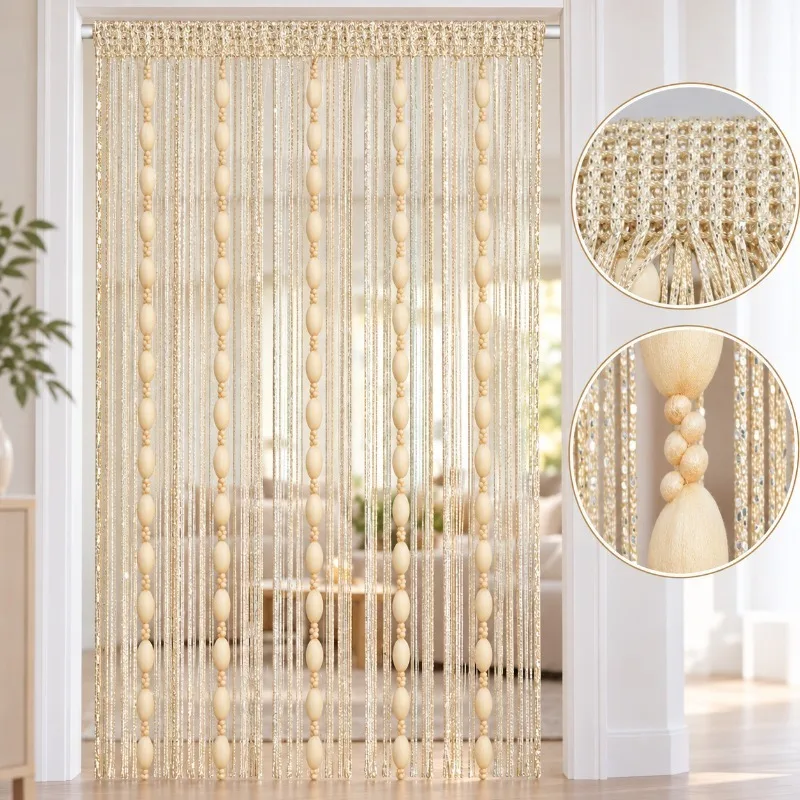 1PC 1×2M Sparkly Fringe String Curtain, Decorative Tassel Room Divider for Home Party Door Window Background Ornament