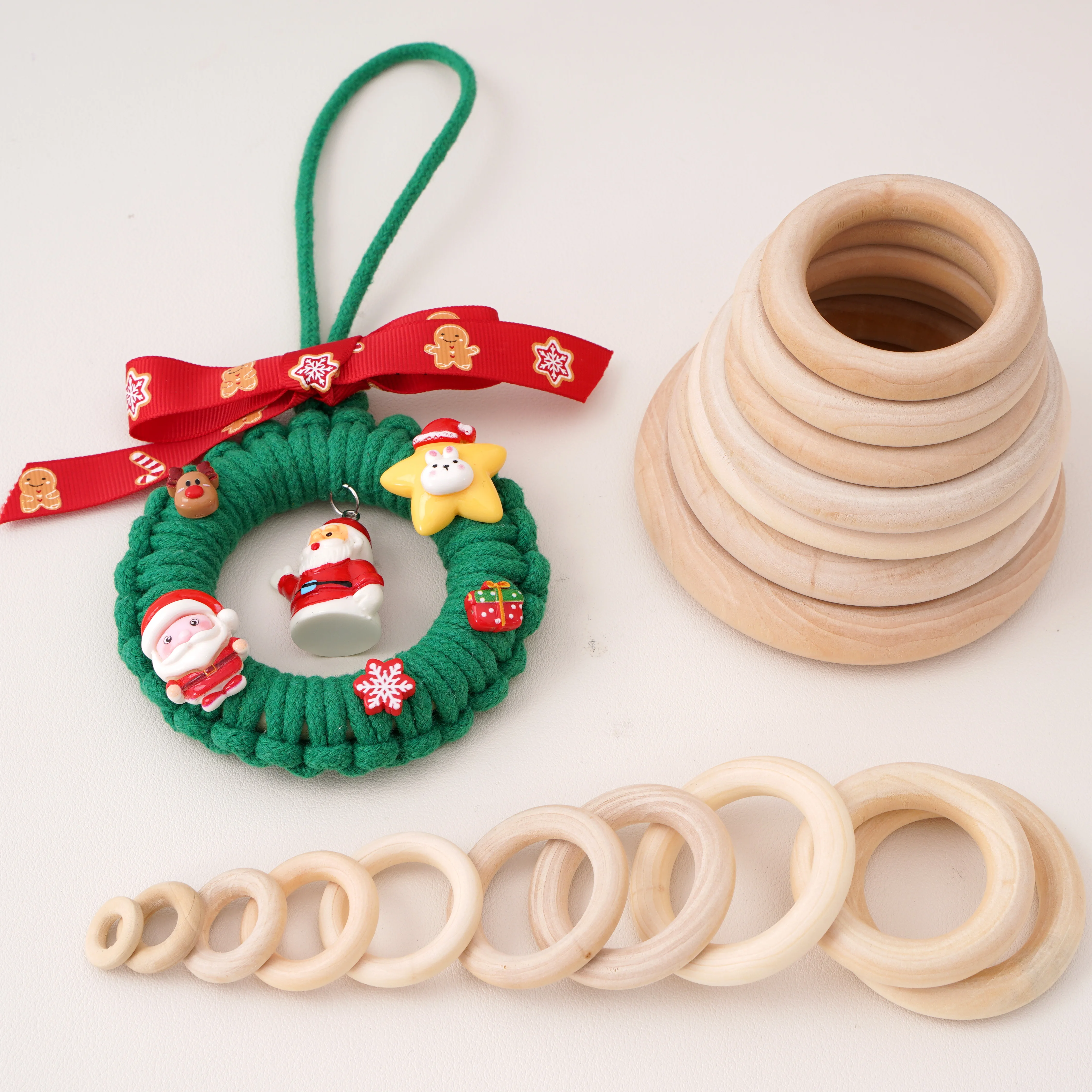 Unvollendete massive Holzringe, 15–100 mm, Naturholzringe für DIY-Kunsthandwerk, dekorative Anhänger, Schmuckherstellungszubehör