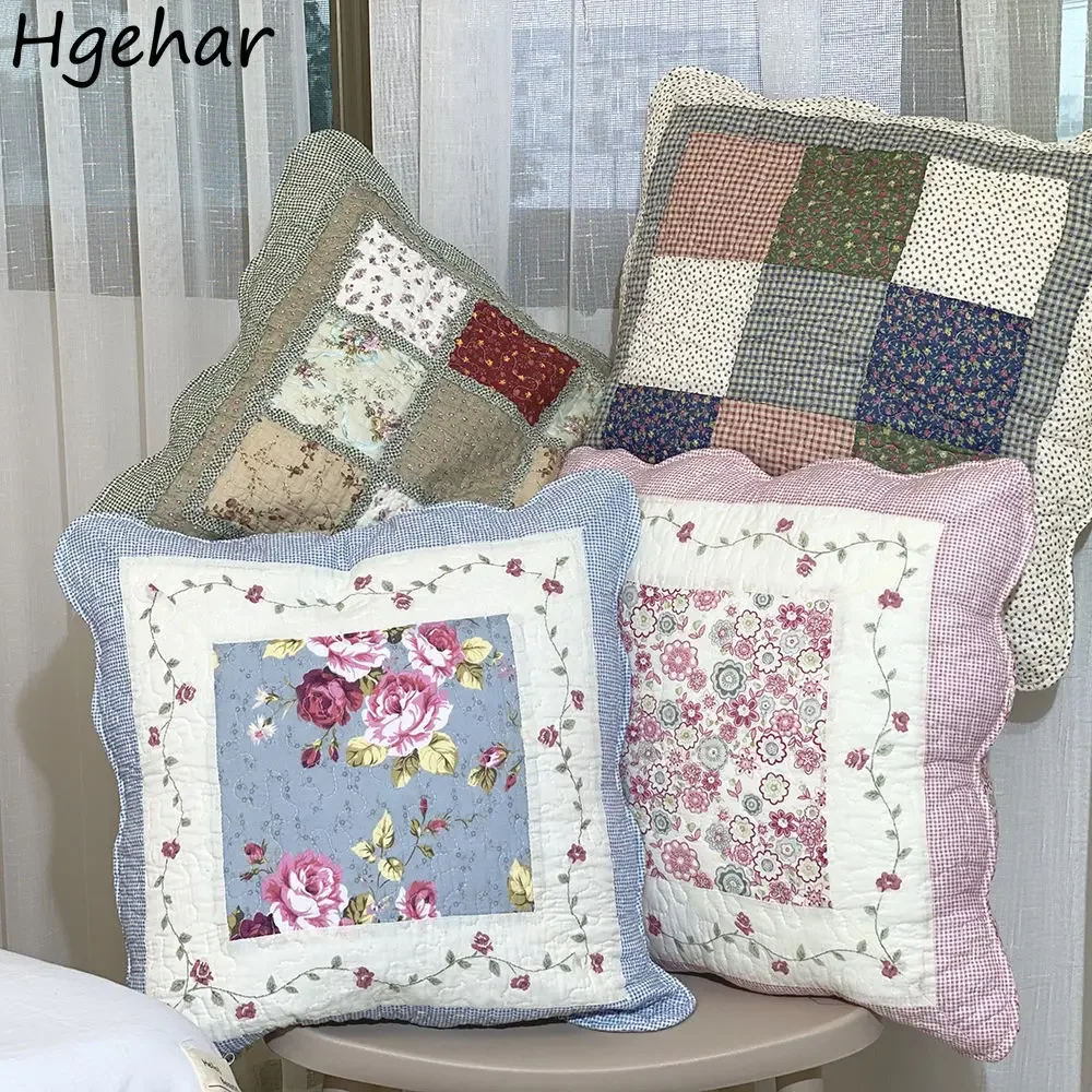 

Print Pillow Case Square Vintage Design Sofa Bedroom Comfortable Home Textile Fashion Ulzzang Sweet Popular Daily Decorative Ins