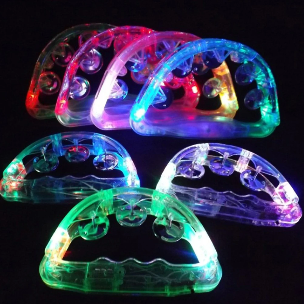 

4pcs Led Handbells Flashing Glow Party Rattle Tambourine Light Up Neon Birthday Festival Carnival Event Luminous Handbell Funny