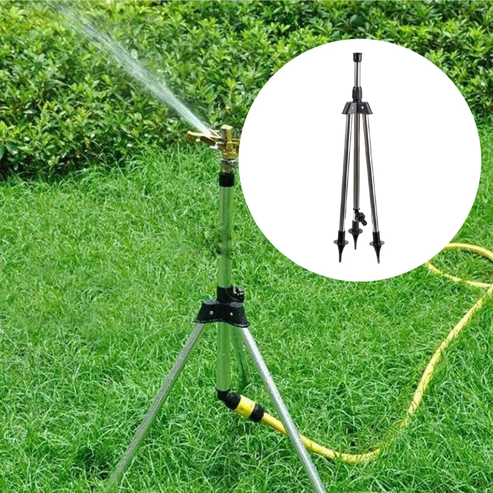 Stainless Steel Lawn Sprinkler Tripod Irrigation Stand Easy Install for Garden Water Sprinklers 360 Coverage