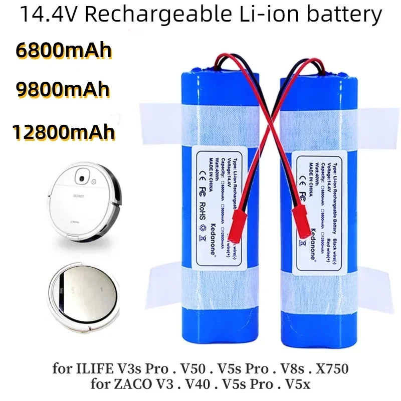 

100% original 14.4 V 6800mAh 18650 für iLife v3s pro V50 v5s pro V8s x750 ZACO V3, V40, V5s Pro, V5x Robot battery replacement