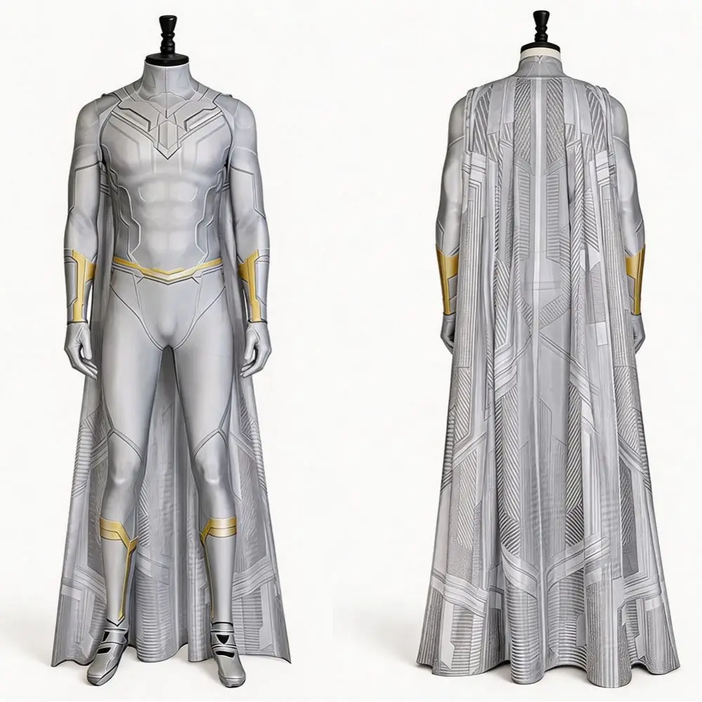 

Wanda Vision Cosplay White Vision Costume for Adult Men Jumpsuit Bodysuit Cloak Roleplay Fantasia Outfit Halloween Carnival Suit