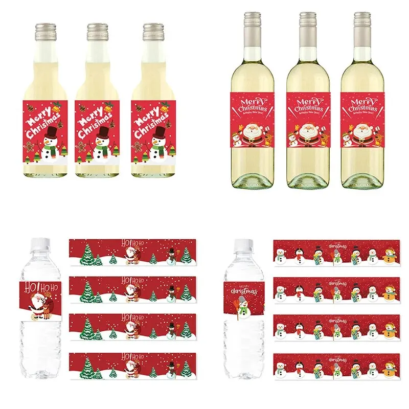 Christmas Water Bottle Labels Merry Christmas Water Bottle Wine Champagne Beer Bottle Sticker Xmas New Year Party Decoration