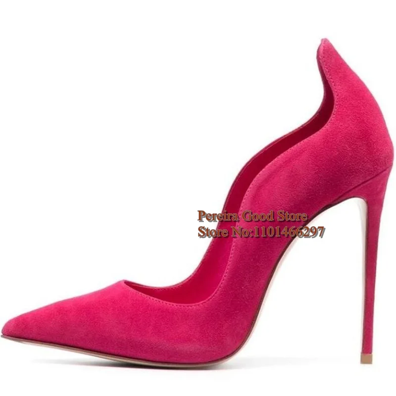 

Special Cut Pointed Toe Woman Stiletto High Heels Pumps Purple Suede 12CM 10CM 8CM Shallow Bride Wedding Dress Shoes