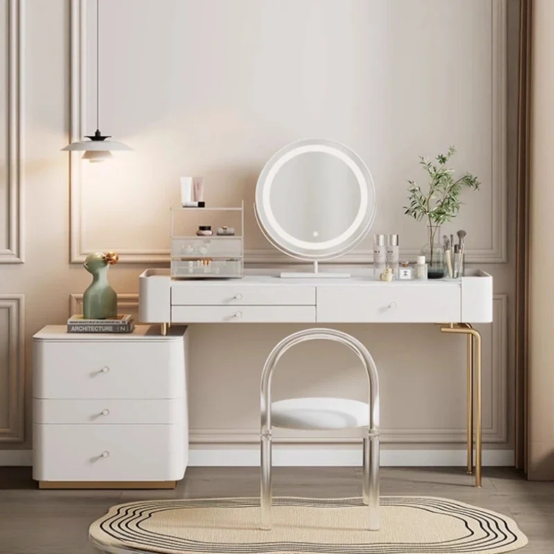 White Luxury Modern Vanity Table Simple Aesthetic Makeup Master Dressing Table Girls Chair Tocador Mueble Maquillaje Furniture