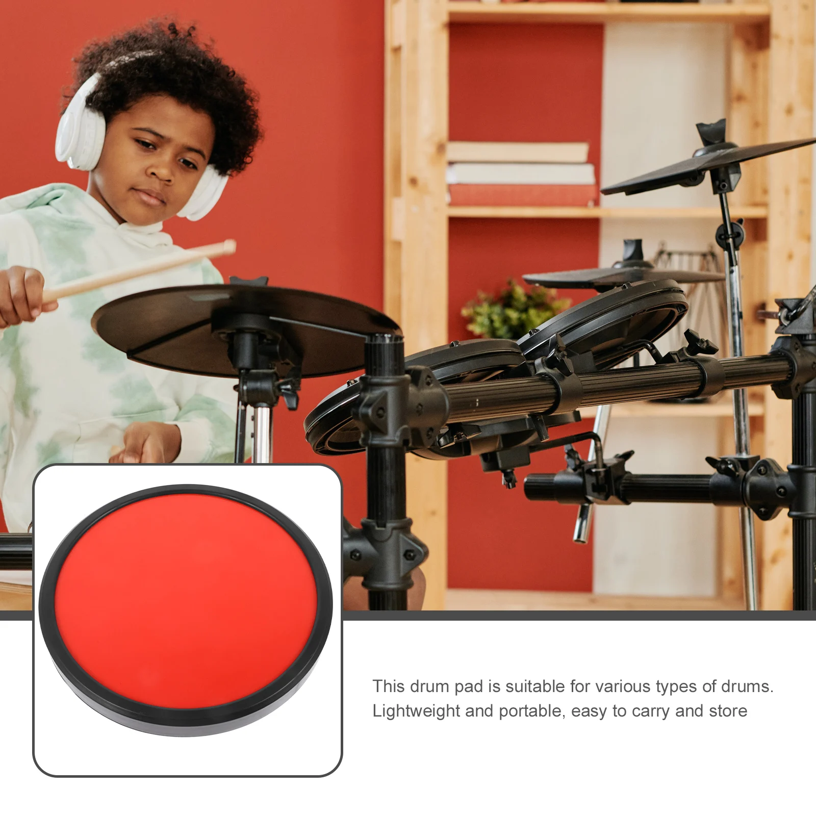 

Rubber Drum Pads 25cm Silent Practice Pad Lightweight Portable Drum Accessories Noise Reduction Musical Instruments