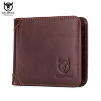 BULLCAPTAIN Free Print Photos Men's Genuine Leather Short Wallet 2021 New Simple Wallets RFID Small Mini Card Holder