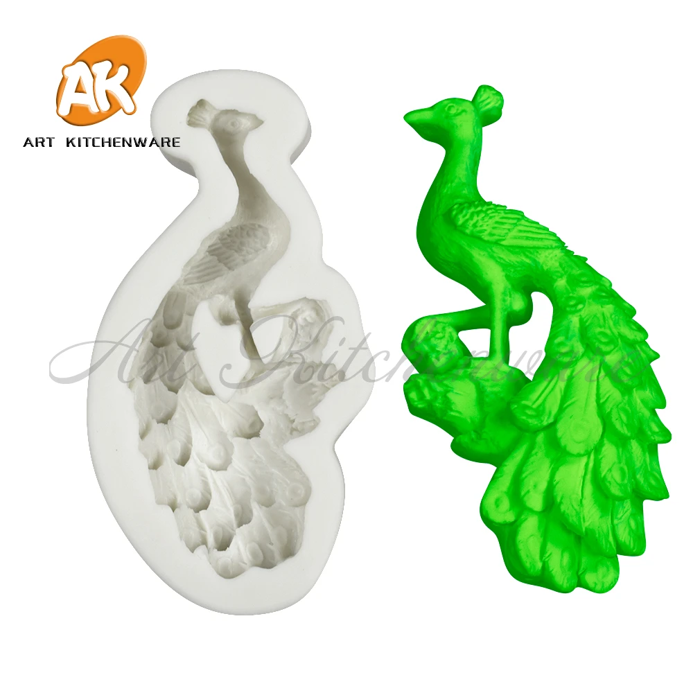 Peacock Design Silicone Mold 3D Cookie Chocolate Baking Cake Mould DIY Christmas Atmosphere Scented Candle Silicone Mold