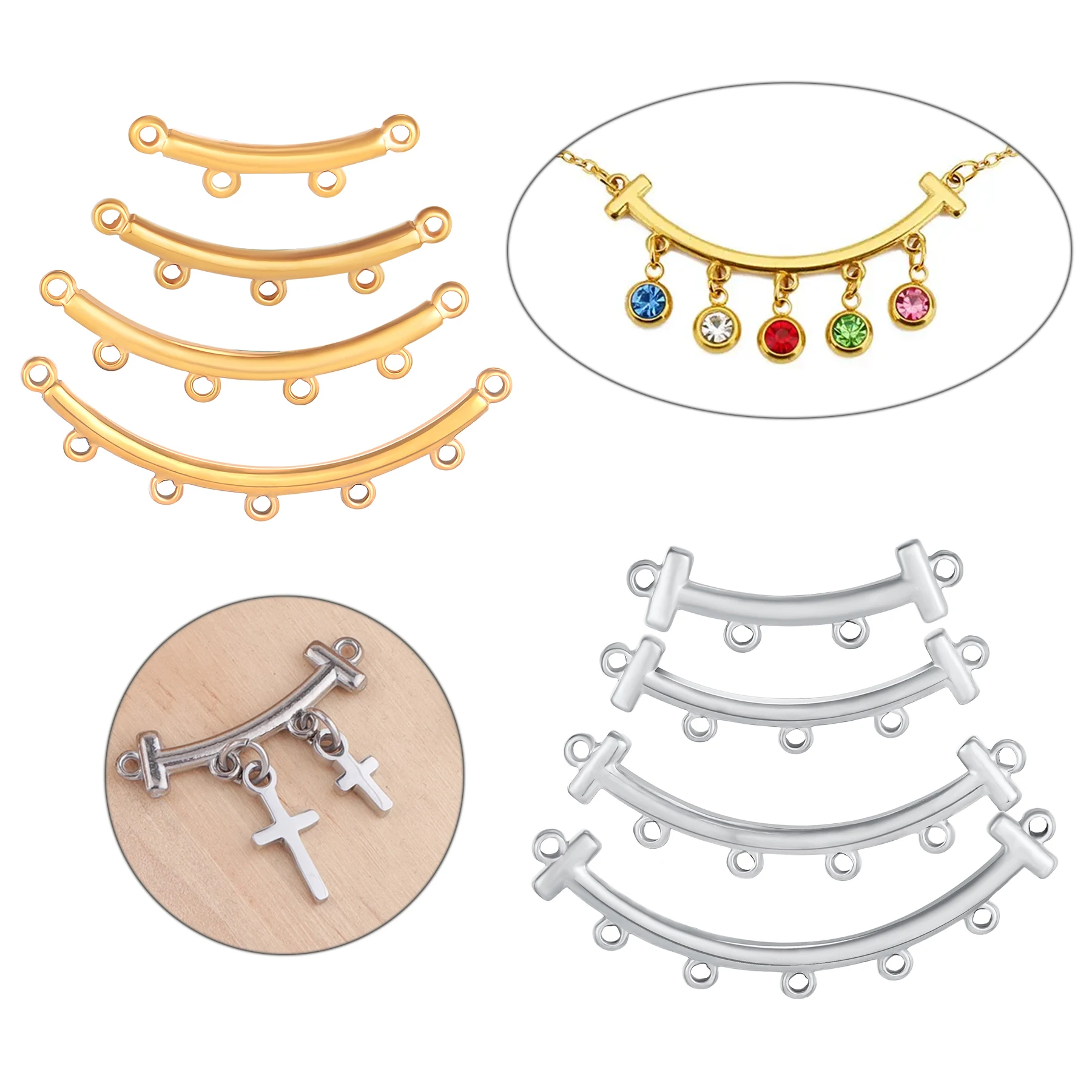 

5 шт., подвески из нержавеющей стали с несколькими отверстиями, многослойные застежки, соединители для самостоятельного изготовления ювелирных изделий в стиле бохо, ожерелье, браслет, застежка, принадлежности