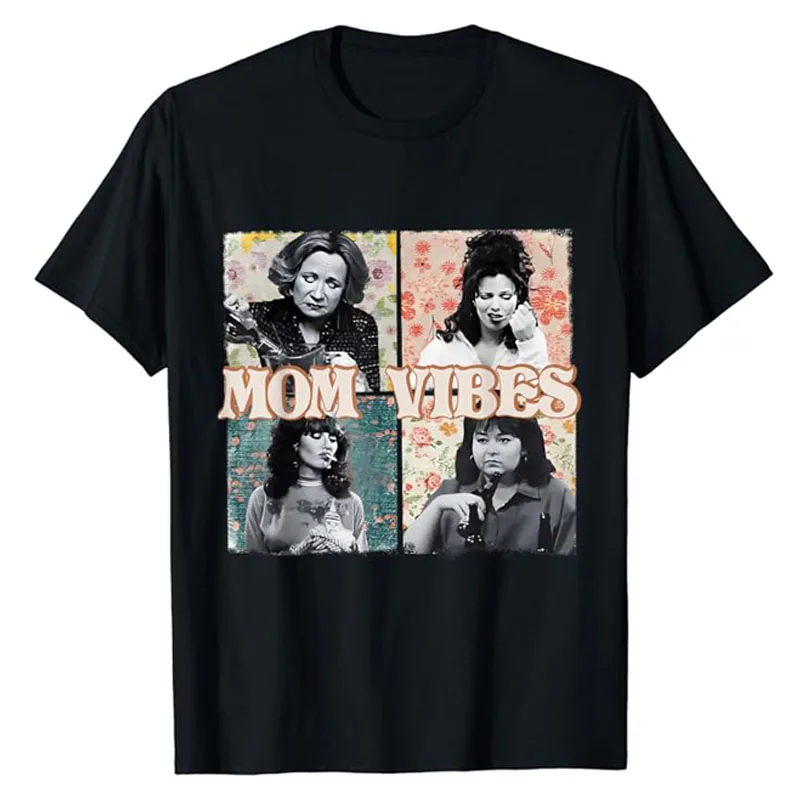 Vintage 90's Mom Vibes t-shirt Funny Mom Life Flowers Mother Day Tee Mama Mommy Gifts Cool camicette a maniche corte moda donna