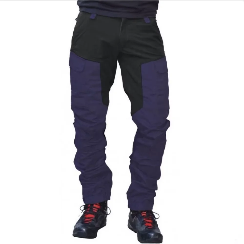 New Slim Fit Pants For Outdoor Sports, European And American Motorcycle Leisure, Multi Pocket Color Blocked Work Pants For Men