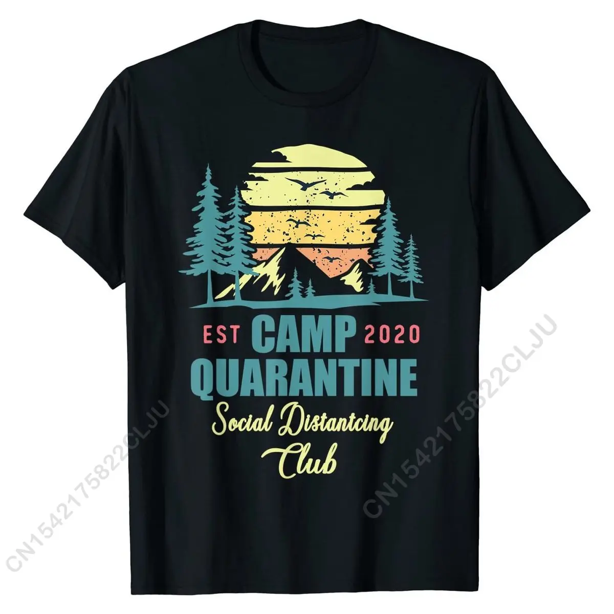 

Camp Quarantine Social Distancing Club Funny Camping Gift T-Shirt Hip Hop Boy Tops Men Tees Geek Top T-shirts Cotton Crazy