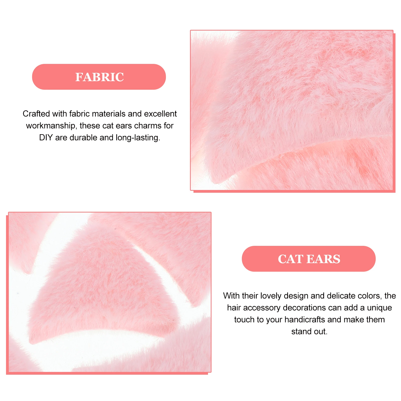 

40 Pcs Cat Ears Hair Clips Headwear Accessories Fabric Charm Decor for Women Girls Handmade Hairpin Headband Adorable Ear