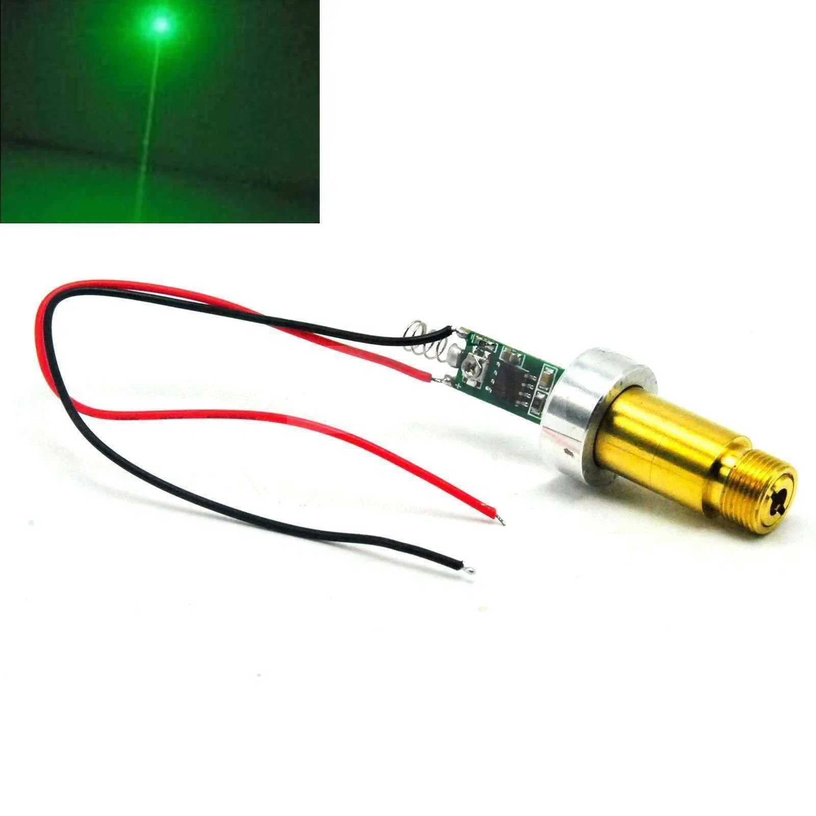 532nm 200mW Green Dot Laser Diode Module 3.0-3.7V w/Aluminum Ring Heatsink