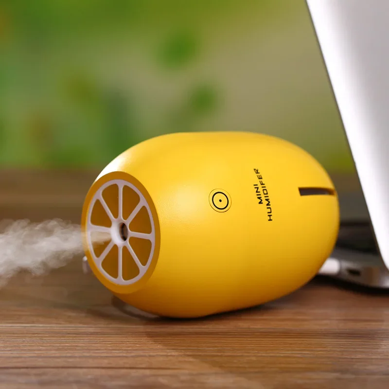 New 180ML Lemon Mini USB Portable Ultrasonic Humidifier 5V LED Light Air Purifier Mist Maker